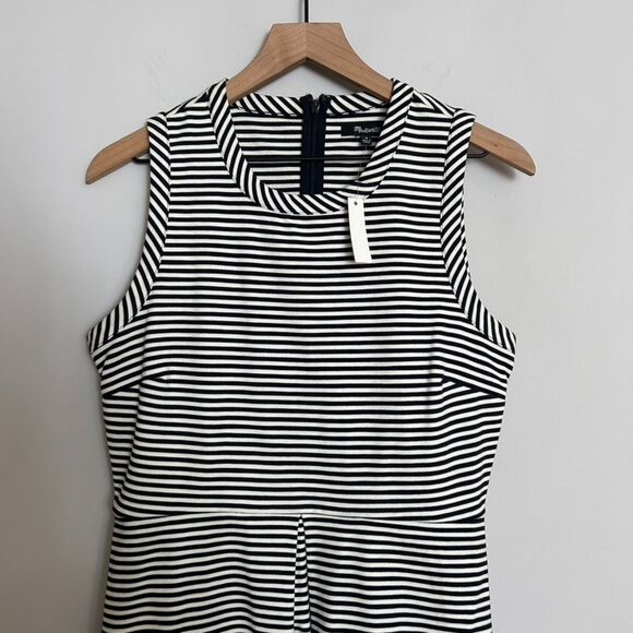 Madewell Navy and White Striped Afternoon Dress Fit and Flare Size Medium - Picture 6 of 9